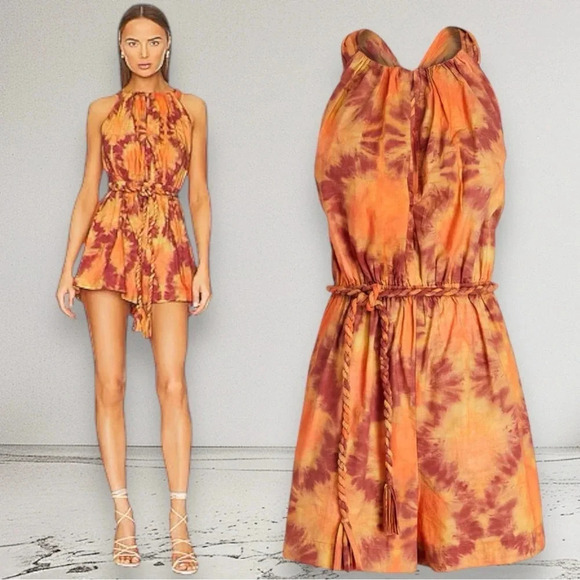 NEW ULLA JOHNSON Shaina Romper Red Topaz Size 8 - Picture 4 of 14